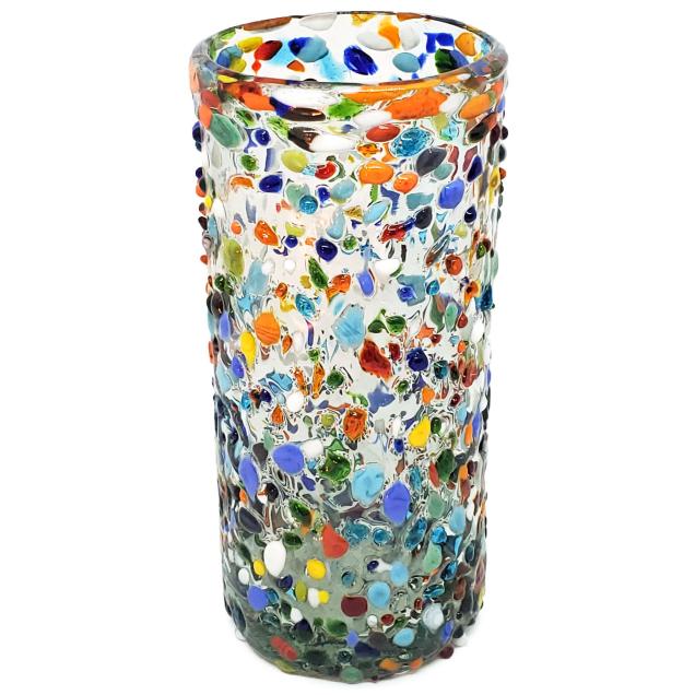 Mexican Glasses / Confetti Rocks 20 oz Tall Iced Tea Glasses (set of 6) / Let the spring come into your home with this colorful set of glasses. The multicolor glass rocks decoration makes them a standout in any place.